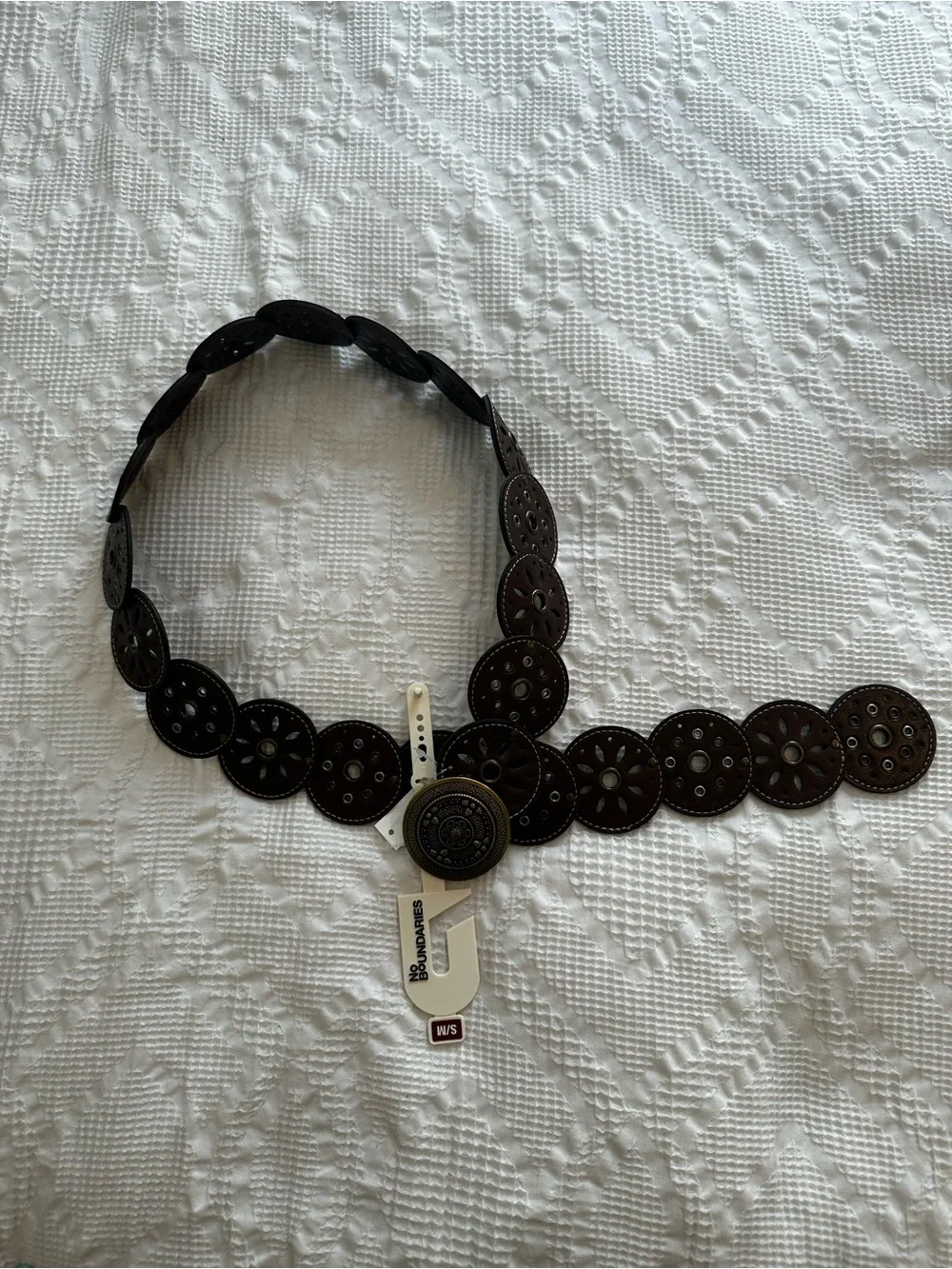 No Boundaries faux Leather Western Brown and Gold Belt NWT